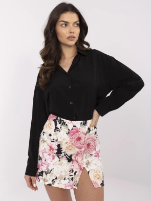 Czarno-różowe spódnico-szorty w kwiaty