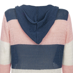 LONGLINE HOODED JUMPER NAVY BLUE-PINK (122ART)