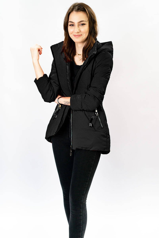 DAMSKA KURTKA ASYMETRYCZNA CZARNA (905)