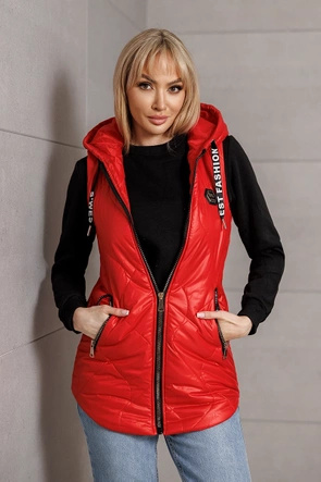 Damska kamizelka z kapturem czerwona