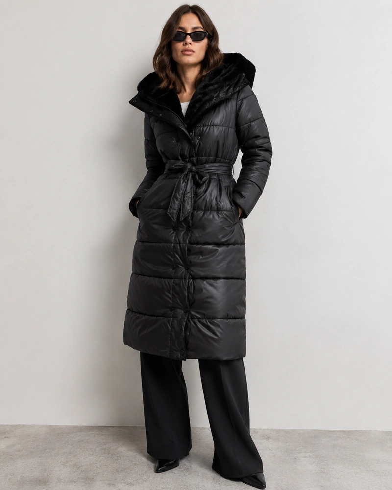 LONG JACKET WITH HOOD BLACK (PM7231)