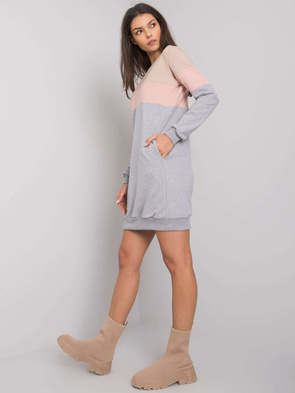 Cienka bawełniana bluza ze ściągaczami beż/róż/szary