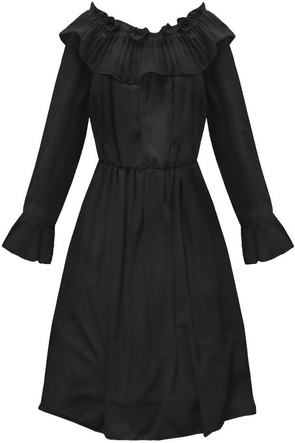 CHIFFON FRILL DRESS BLACK (139ART)