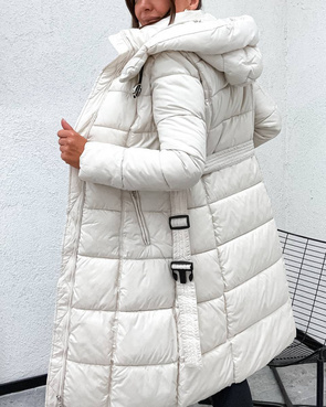 Taliowana zimowa kurtka z kapturem ecru