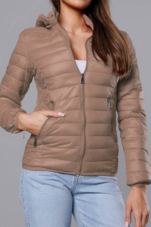 Uniwersalna beżowa kurtka przejściowa z odpinanym kapturem