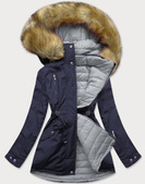 REVERSIBLE HOODED JACKET NAVY BLUE-GREY (W213)
