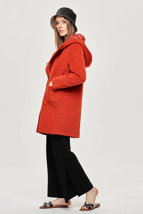 Krótki damski płaszcz z kapturem czerwony (gsq2311)