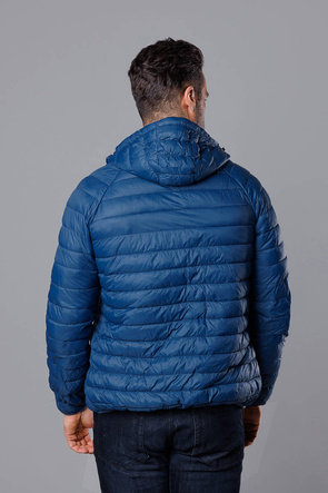 Ciemnoniebieska pikowana kurtka męska z kapturem