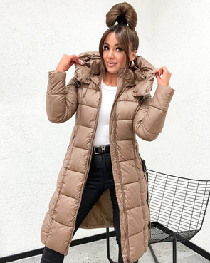 Taliowana zimowa kurtka z kapturem brąz