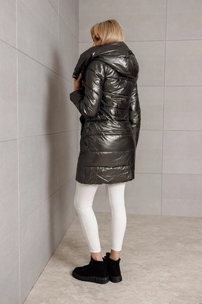 Grafitowa metaliczna kurtka zimowa