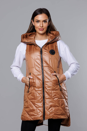 Damska pikowana kamizelka w kolorze karmelowym