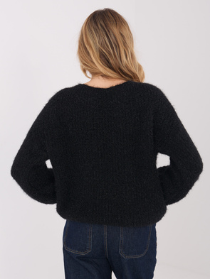 Czarny sweter oversize z domieszką wełny