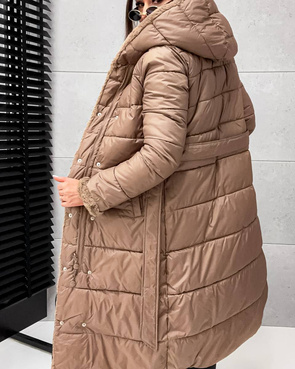 2w1 brązowa zimowa kurtka - futro