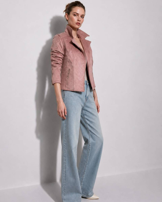SUEDE MOTORCYCLE JACKET POWDER PINK (6501)