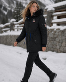 LÄNGERE JACKE MIT HAUBE SCHWARZ (M8-757)