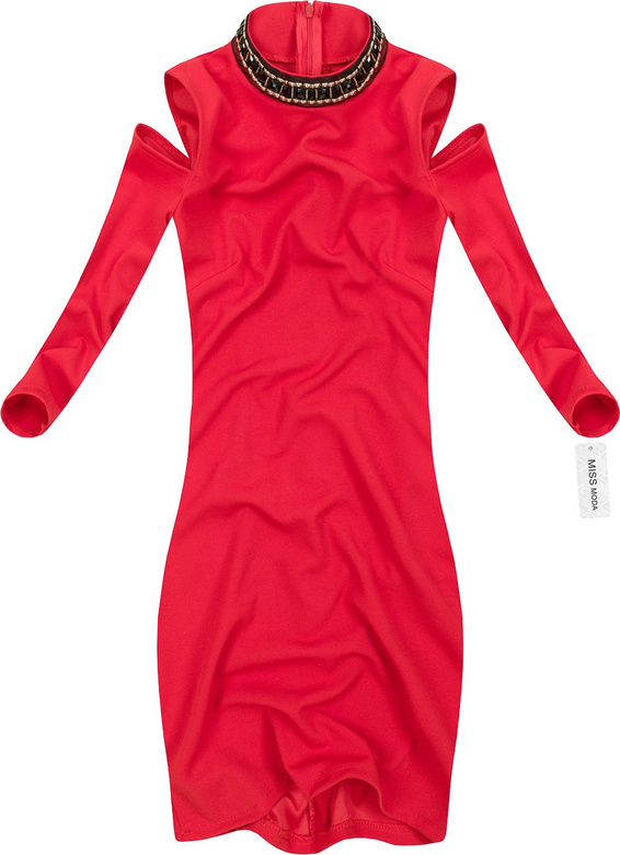 COLD SHOULDER DRESS RED (7440)