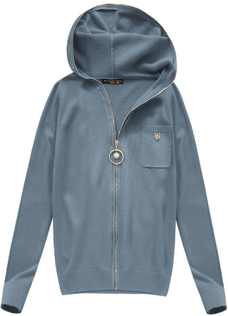 ROZPINANY SWETER Z KAPTUREM NIEBIESKI (P101)