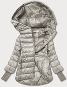 Krótka kurtka beżowa z asymetrycznym dołem