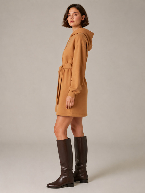 Luźna sukienka oversize camel