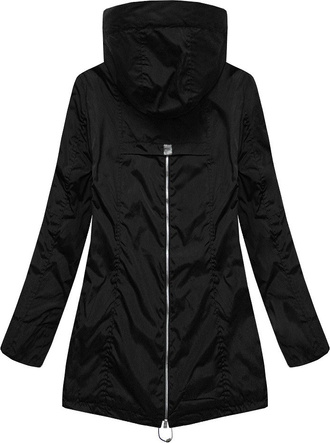 BLACK LONGER JACKET WITH HOOD (B9515)