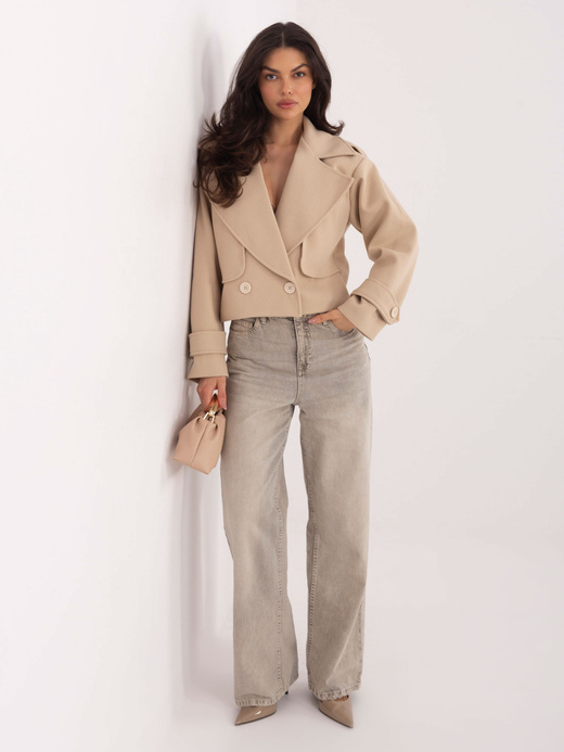 Wełniana kurtka alpaka w kolorze jasnego beżu