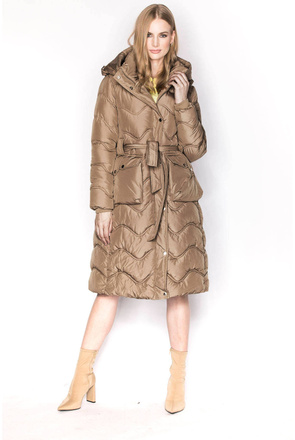 Rozkloszowana kurtka damska beżowa (ag2-j81)