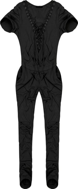 LANG OVERALL MIT BINDUNG SCHWARZ (ART32)