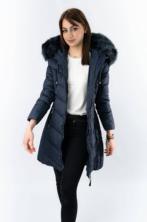 LONG QUILTED JACKET NAVY BLUE (7689)