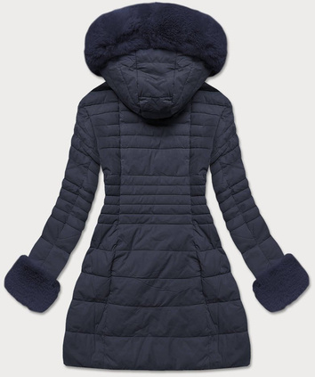 ECO LEATHER LONGLINE JACKET NAVY BLUE (5521BIG)