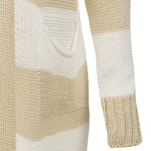 LONGLINE HOODED JUMPER WITH POCKETS WHITE-BEIGE (112ART)