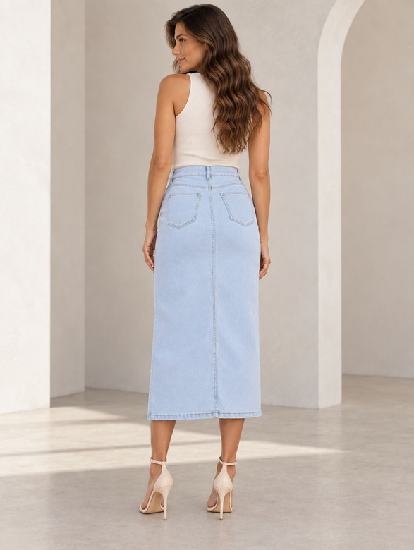 Dopasowana spódnica jasnoniebieski jeans