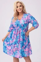 Sukienka plus size w kwiaty niebieska