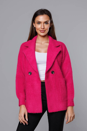 Kurtka alpaka na guziki różowa