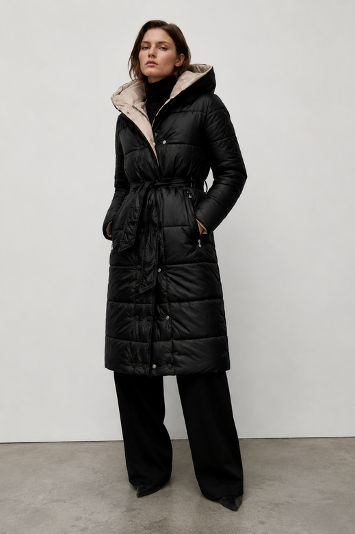 LONG JACKET WITH HOOD BLACK (PM7231)
