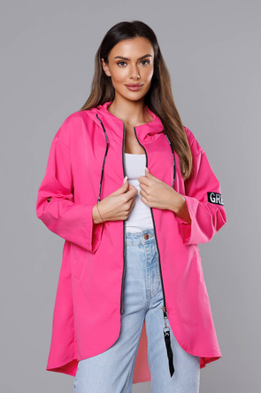 Cienka asymetryczna damska narzutka w kolorze różowym