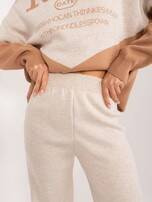 Beżowo-camelowy dzianinowy komplet z szerokimi spodniami