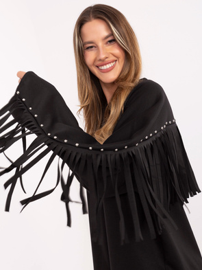 Oversizowa bluza z ćwiekami frędzlami czarna