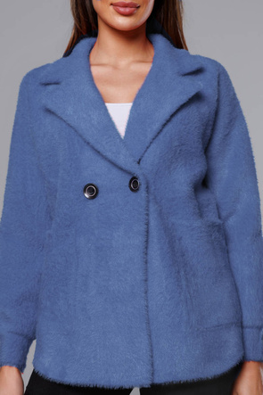 Kurtka alpaka na guziki ciemnoniebieska