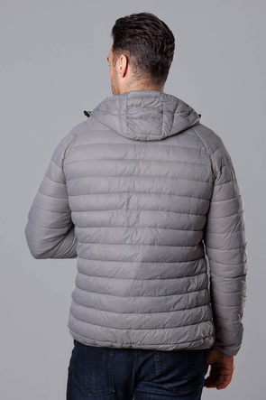 Szara pikowana kurtka męska z kapturem