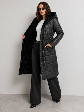 LONG JACKET WITH HOOD BLACK (PM7231)