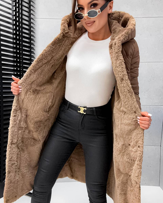 2w1 brązowa zimowa kurtka - futro