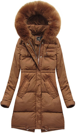LANGE WINTER JACKE MIT KAPUZE FUCHSROT (7752)