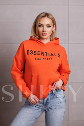 Luźna bluza z kapturem pomarańczowa