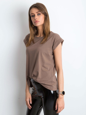 Brązowa koszulka basic z krótkim rękawem