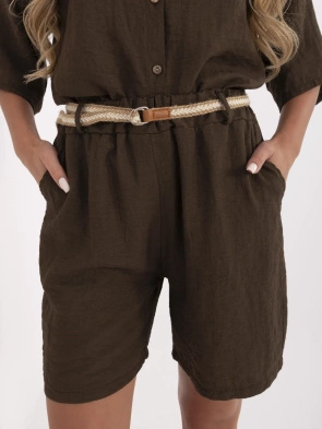 Luźne szorty do połowy uda ciemnobrązowe