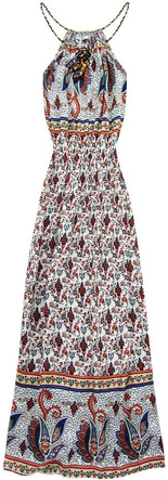 WZORZYSTA SUKIENKA MAXI BIAŁO-POMARAŃCZOWA (2636)