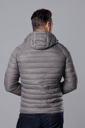 Ciemnoszara pikowana kurtka męska z kapturem