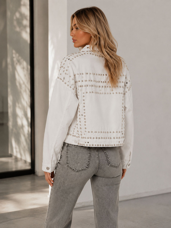 BLACK JEANS JACKET WITH COLLAR AND JEWELRY (L1815)