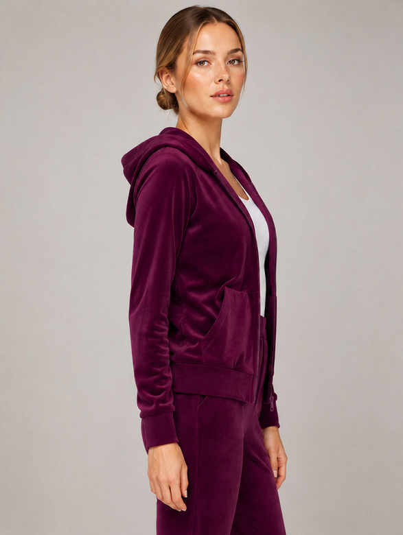 Zestaw bluza + spodnie dresowe welur bordowy