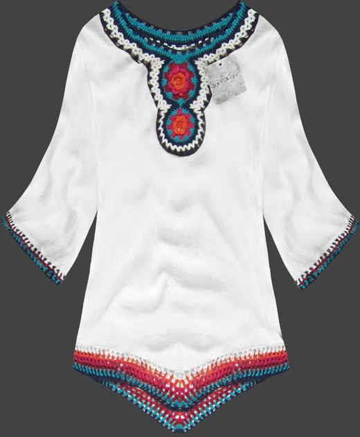 BLUZKA Z SZYDEŁKOWANYMI WSTAWKAMI BIAŁA (ART11)